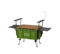 kowaku Conteneur de Rangement Extérieur Coffre Camping Organisateur Boîte à Équipement avec Casiers Modulaires et Plateau Intégré en Alliage d'Aluminium, Vert Armée