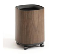 kowaku Corbeille Imitation Bois Cylindrique, Moyen, Poubelle Carrée - Effet Bois - Avec Roulettes