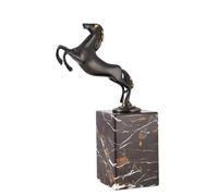 kowaku Figurine Cheval en Laiton Sculpture Décoration Ornement Statuette Mouvement Énergique et Base Stable Imitation Marbre Adaptée au Salon Vitrine d'Exposition Bureau, Noir, 15 8 28cm