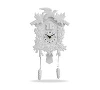 kowaku Horloge Décorative Enfant Murale Pendulette Carillon Pendule en Pomme de Chant Horaire Agréable Boîtier Façon Nichoir avec Reliefs Ambiance Conte, White