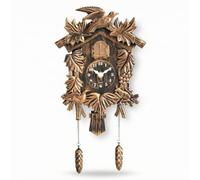 kowaku Horloge Décorative Enfant Murale Pendulette Carillon Pendule en Pomme de Chant Horaire Agréable Boîtier Façon Nichoir avec Reliefs Ambiance Conte, Copper