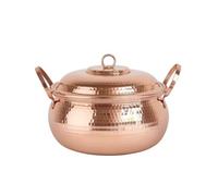 kowaku Marmite en Cuivre avec Couvercle Casserole Classique Pot à Soupe Récipient de Cuisson Bassine en Cuivre Rouge Rétention de Vapeur et Goût Présentation, Moyen 3-4 Personnes