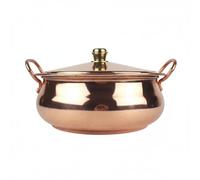 kowaku Marmite en Cuivre Pur Marmite Casserole Faitout Cocotte sans Revêtement Compatible Induction Électrique Chauffe Uniforme Poignées Solides Adaptée aux Hot Pots Ragoûts Service à la Table, 18CM