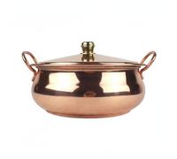kowaku Marmite en Cuivre Pur Marmite Casserole Faitout Cocotte sans Revêtement Compatible Induction Électrique Chauffe Uniforme Poignées Solides Adaptée aux Hot Pots Ragoûts Service à la Table, 24CM