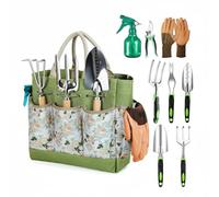kowaku Outil Horticole en Aluminium Set Jardinage Outils Main Truelle Transplantoir Griffe Désherbeur Sac Poches Rangement Facile Transport Convient pour, Aluminum Alloy 9PCS