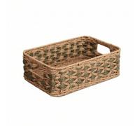 kowaku Panier Fait Main Panier de Rangement Plateau Bac Organisateur Corbeille avec Poignées en Corde Papier et Fer Design Plat pour Visibilité Immédiate, Moyenne 34x23x11.5cm