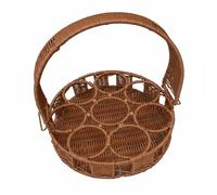 kowaku Panier Tressé Rond Rack à Bouteilles Compartimenté Organisateur de Rangements Support à Gobelets en Fer et PP pour, Panier Rectangulaire Droit À 8 Trous avec Poignée Plate, Marron