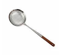 kowaku Passoire Inox Cuillère Perforée Écumoire de Cuisine avec Manche en Bois Outil pour Égoutter Aliments Filtration Précise Adaptée à la Préparation de, Grand