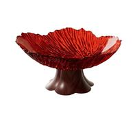 kowaku Pedestal Fruit Bowl Élégant Corbeille à Fruits Centrale Plateau de Fruits Contemporain Support à Snacks Multifonction Rangement Décoratif Stable En PP, Rouge Clair