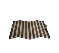 kowaku Plateau de Service Plateau Rectangulaire Plateau à Poignées Plateau Décoratif Design Géométrique Moderne en Bois et Acier avec Surface Texturée et