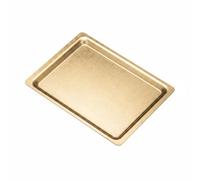 kowaku Plateau Rectangulaire en Acier Inoxydable Plateau de Service Plateau pour Organisation Accessoire d'Accueil Surface Lisse et Structurée Fonction pour, Or Rétro, 30x22 Cm