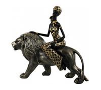 kowaku Plateaux en Résine Décoratifs Statue Élément Central Éléphant Plateau Figurine Femme Africaine Sculpture Organisateur Résine Texturée Artisanale, Doré
