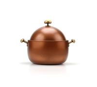 kowaku Pot Casserole Marmite Faitout Cocotte Pot Cuivre Laiton avec Couvercle Dôme et Bouton Rond Anse Double Capacité 2000ml Adaptée à la Préparation, Nouveau Modèle Couleur Rôtie Épaissie