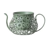 kowaku Pot de Fleurs en Théière Jardinière Fantaisie Vase pour Fleurs Récipient à Plantes Décoratif Construction en Métal Ajouré Lumineuse Ambiance Rétro, Vert Clair