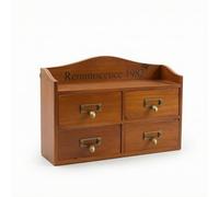 kowaku Présentoir à Bijoux Coffret de Rangement Bois Massif Tiroirs à Poignées Métal Design Rectangulaire Compartiments pour, Armoire De Rangement À Quatre Tiroirs À Tête Ronde