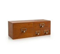 kowaku Présentoir à Bijoux Coffret de Rangement Bois Massif Tiroirs à Poignées Métal Design Rectangulaire Compartiments pour, Armoire De Rangement À Quatre Grands Et Petits Tiroirs