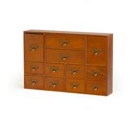 kowaku Présentoir à Bijoux Coffret de Rangement Bois Massif Tiroirs à Poignées Métal Design Rectangulaire Compartiments pour, Armoire De Rangement À Douze Grands Et Petits Tiroirs