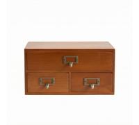 kowaku Présentoir à Bijoux Coffret de Rangement Bois Massif Tiroirs à Poignées Métal Design Rectangulaire Compartiments pour, Armoire De Rangement À Trois Grands Et Petits Tiroirs