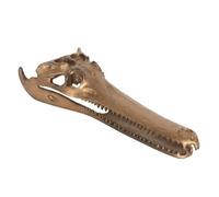 kowaku Sculpture Décorative Crâne de Crocodile Tête Crâne Crâne Animal Accessoire Intérieur Métal Teinte Bronze Mâchoire Réaliste Artisanal Détaillé Adaptée