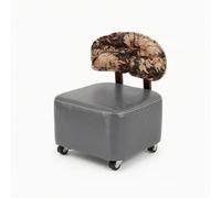 kowaku Siège Rotatif Tabouret Bas Chaise à Dossier Fauteuil Roulant avec Assise Carrée Douce et Soutien Lombaire en Similicuir sur Roulette Pivotante, Gris Élégant