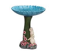 kowaku Statue de Bain D'oiseaux de Jardin En Résine, Mangeoire à Oiseaux de Style Dessin Animé, Sculpture D'extérieur pour Pelouse, Objet Décoratif R, lapin