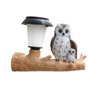kowaku Statue de Jardin Solaire Suspendue avec Lanterne LED Résine Étanche Sculpture Animale Créative Décor Extérieur Ornement Adaptée à La Décoration, Hiboux