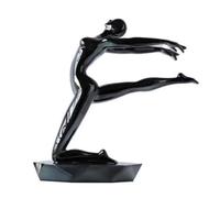 kowaku Statuette Danseuse Moderne Figurine Ballet Sculpture Abstraite Ornement Résine Aspect Métal Poli avec Détails Épurés sur Base Basse Adaptée aux, Gris Acier, Grand