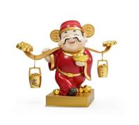 kowaku Statuette Décorative Dieu de Statue Ornament Figurine Freestanding sur Socle Rectangulaire en Résine et Laiton Motif, Dieu De La Richesse