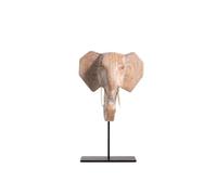kowaku Statuette Éléphant Tête sur Socle Sculpture Figurine Ornement Résine Texture Sculptée avec Détails sur Les Oreilles et Le Visage Adaptée aux Étagères