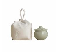 kowaku Tasse en à Thé de Théière Céramique Filtre Intégré Empilable avec Étui Transport Convient au Camping Bureau Maison, Gris, Gris Herbe Et Bois, Sac En Tissu