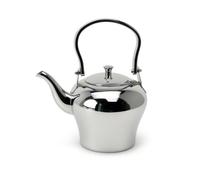 kowaku Théière en Acier Inoxydable Théière Bouilloire Carafe Verseuse avec Bec Long Anti-goutte Couvercle Amovible et Poignée Confortable Nettoyage Facile, Chromé, 2L