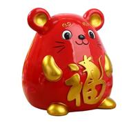 kowaku Tirelire Enfant Tirelire Cochon Boîte d'Épargne à Monnaie Statuette Résine Résistante Dépôt par Le Ouverture Arrière Look Moderne Ludique Adaptée aux, Rouge De Chine, 23 23 24cm
