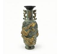 kowaku Vase Décoratif Vase à Fleurs Amphore Jarre Sculpture en Cuivre Ancien Col Long et Silhouette Raffinée pour Botaniques Séchées Adapté à la Décoration de Maison Salon Entrée