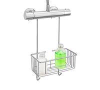 kowald ® Panier Robinet Douche Inox Anti-Rouille - Étagère Sans Perçage | Serviteur de douche à suspendre au mitigeur. Rangement avec protection silicone anti-rayures & passage de flexible.