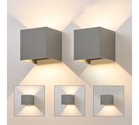 Kowanie LED Wandleuchte Aussen Wandlampe innen - 2 Stück Außenwandleuchten Grau 5W IP65 Wasserdicht Außenlampe Wand Aussen Wandbeleuchtung Außenleuchte Wandstrahler für Treppenhaus Hauswand Flur