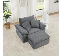 kowdom Boneless Canapé avec fonction de sommeil, canapé Cloud rembourré doux, canapé de sol simple sans montage, avec repose-pieds et poches, modulaire pour salon, bureau, gris clair