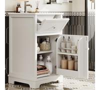kowdom Meuble sous lavabo suspendu 51 cm blanc avec lavabo en céramique - Armoire de salle de bain avec tiroir coulissant et étagères réglables | MDF résistant à l'humidité, entièrement laqué