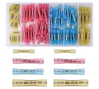 KOXXIAMOQ 130 pièces 12-26 AWG Connecteurs Sertissables Rétractables, Set de Raccords de Câbles Étanches, Connecteurs à Bout, Bornes À Souder Assortiment Set - Jaune, Rose, Bleu