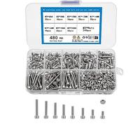 KOXXIAMOQ 480 pièces M3 Vis métriques, Ensemble de vis à tête cylindrique avec llen, Vis et écrous de vélo, Vis à métaux, Assortiment de vis à filetage, Vis en acier inoxydable