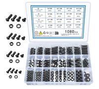 KOXXIAMOQ Assortiment de Vis à Filetage M3 M4 M5 M6 - Ensemble à Tête Cylindrique à Six Pans Creux, Écrous et Rondelles - 1080 Pièces