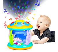 Koyiwa Jouets pour bébés de 6 à 12 mois, jouets musicaux avec lumière pour le temps du ventre, jouets pour bébés de 3 à 6, 7, 8, 9, 12 à 18 mois, jouet d'éveil rotatif océan