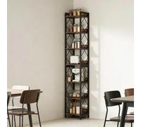 kozamas Bibliothèque étroite à 7 étages, avec design anti-chute, autoportante, en métal et bois, avec sécurité anti-basculement, étagère pour charges lourdes peu encombrante, 35 x 35 x 200 cm, noire