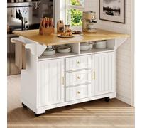 kozamas Chariot de cuisine mobile avec plateau extensible des deux côtés, îlot de cuisine avec étagère à épices et porte-serviettes, noir, en MDF et métal, 120 x 40-80 x 95 cm