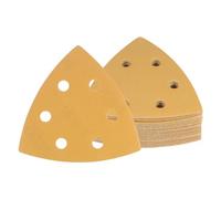 Kozelo 20Pcs Papier Verre pour Ponceuse Souris 600 Grains Oxyde d'Aluminium | 3,7" x 3,7" x 3,7", Feuilles Ponçage Triangulaires Boucle Tricots Assorties pour le Polissage du Bois, 6 Trous