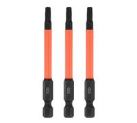Kozelo Embout Torx T20 Impact 3 Pièces 1/4" Hexagonale 3" Acier S2 | Embout magnétique étoile, antivol sans trou, pour réparation, couleur noir et orange, support long 75mm, dureté HRC58-60