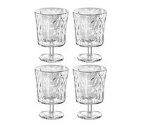 Koziol CLUB LIGHT Lot de 4 verres à eau, jus de vin, en plastique transparent, incassables, empilables, légers, passent au lave-vaisselle, pour cuisine, pique-nique, fête, camping, 250 ml, transparent