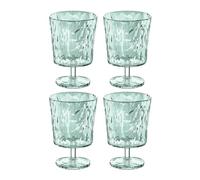 Koziol Club Light Lot de 4 verres à eau, jus de vin, en plastique transparent, incassables, empilables, légers, passent au lave-vaisselle, pour cuisine, pique-nique, fête, camping, 250 ml, vert