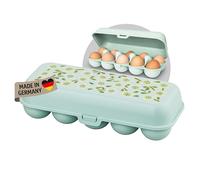 Koziol EGGS TO GO Boîte à œufs pour 10 œufs, boîte de rangement avec fermeture à clip, boîte à œufs pour réfrigérateur, boîte à œufs en plastique, boîte à œufs (10 œufs, sauge)