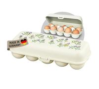 Koziol EGGS TO GO Boîte à œufs pour 10 œufs, boîte de rangement avec fermeture à clip, boîte à œufs pour réfrigérateur, boîte à œufs en plastique, boîte à œufs (10 œufs, crème)
