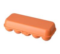 Koziol EGGS TO GO Boîte à œufs pour 6 et 10 œufs, boîte de rangement avec fermeture à clip, récipient à œufs pour réfrigérateur, boîte à œufs en plastique, corail fort, 10 œufs
